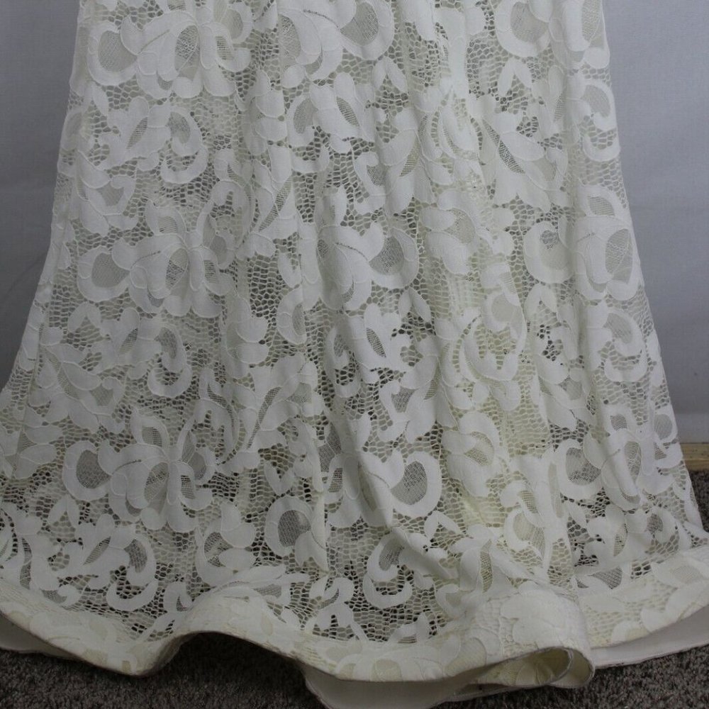 Issue New York Sheer Embroidered Lace Maxi Dress Gown Small Ivory $318 wedding - Picture 6 of 11